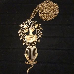 Alan Gold Tone Cat Necklace 28” Long!!